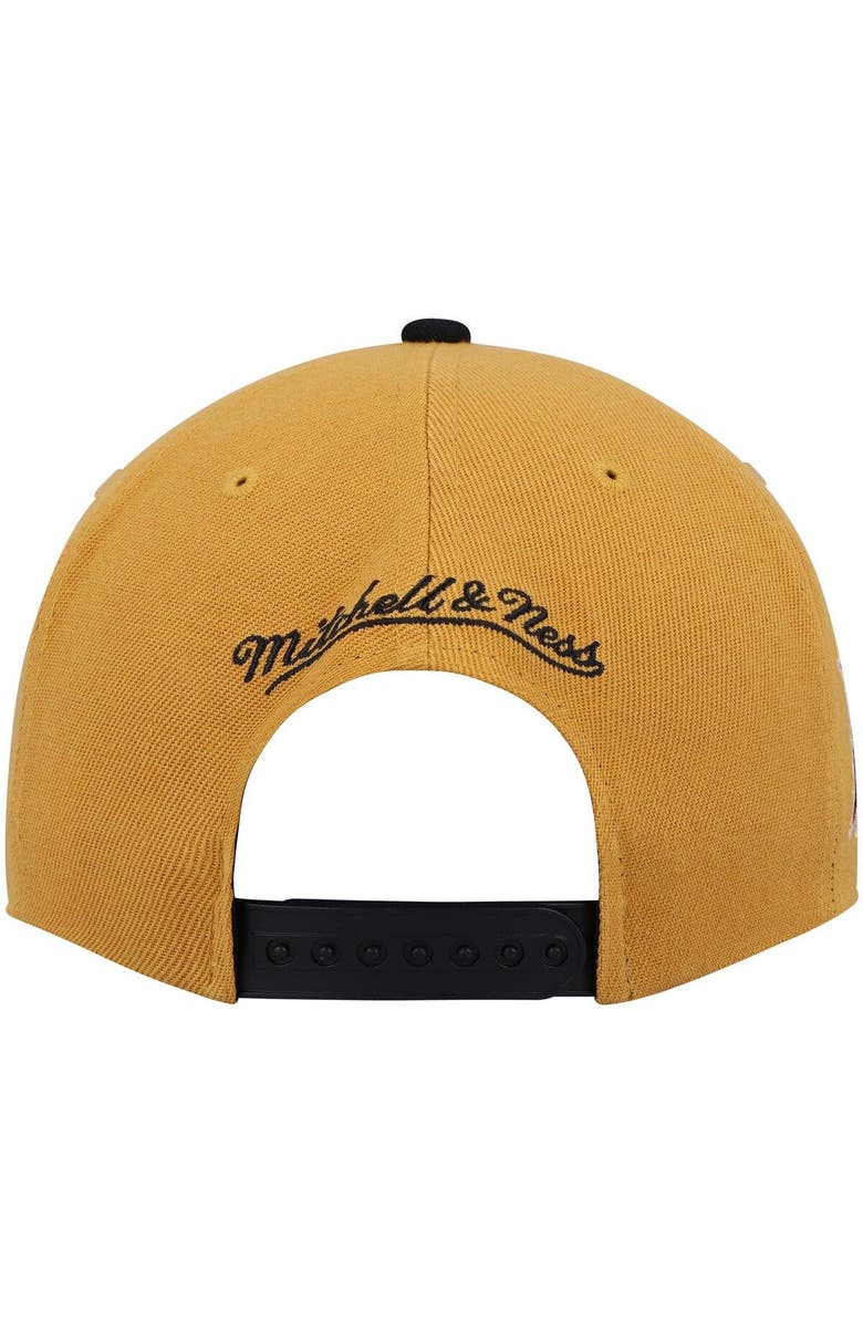Mitchell & Ness Men's Mitchell & Ness Gold/Black Philadelphia 76ers Hardwood Classics Snapback Hat, Alternate, color,