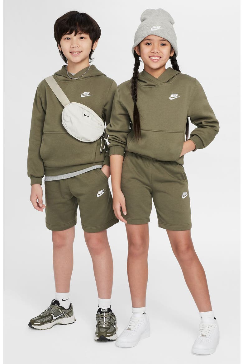 Kids' Club Fleece Hoodie, Alternate, color, MEDIUM OLIVE/ WHITE