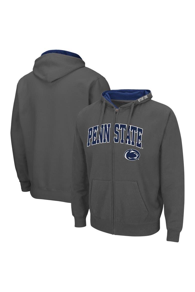 Men's Colosseum Charcoal Penn State Nittany Lions Arch & Logo 3.0 Full-Zip Hoodie, Main, color, Charcoal