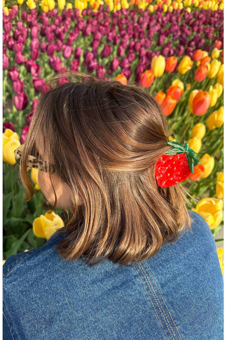 Strawberry Claw Hair Clip, Alternate, color, RED