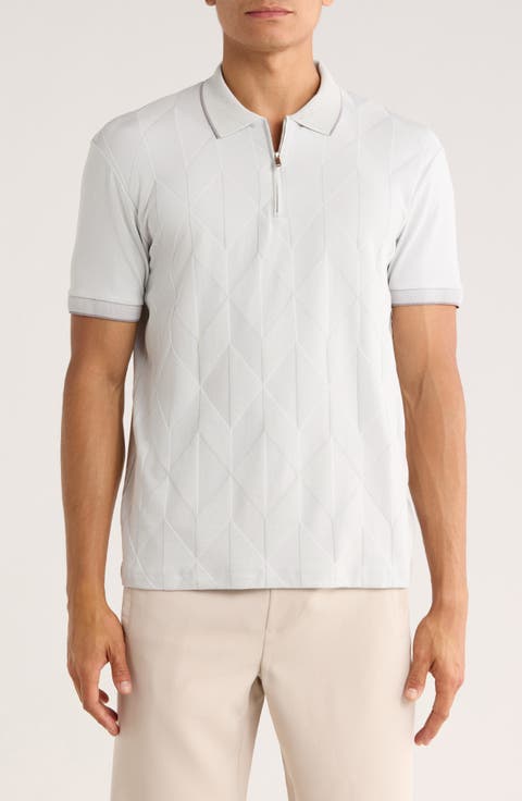 Tipped Jacquard Quarter Zip Polo