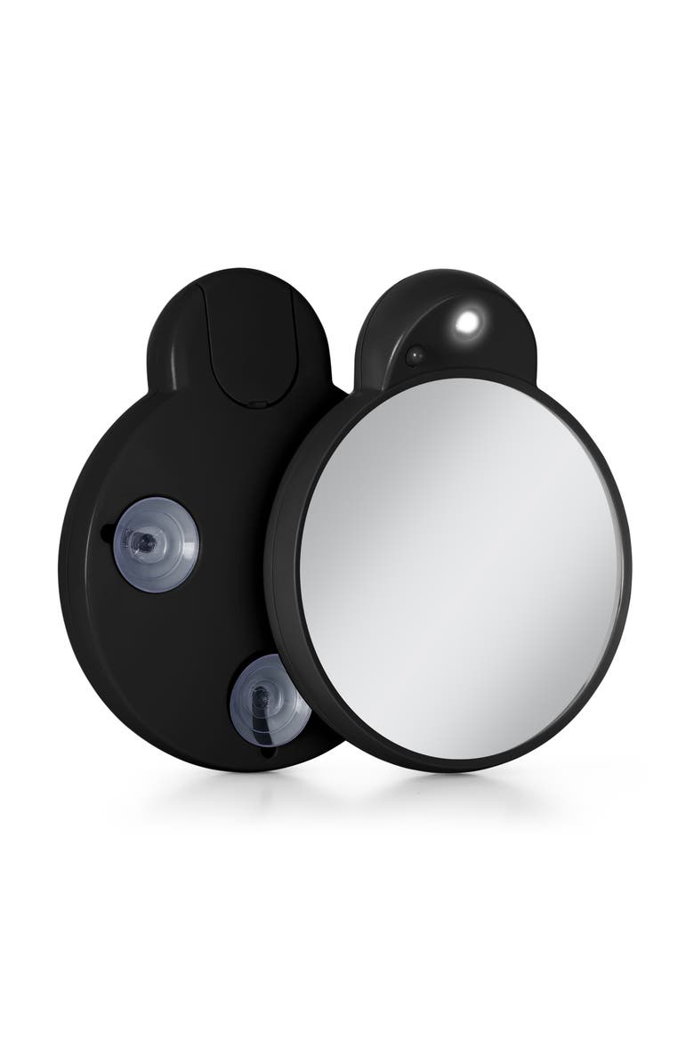 Lighted Compact Mirror with 15X Magnification & Retractable Suction Cups, Main, color, Black