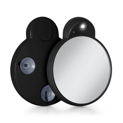 Lighted Compact Mirror with 15X Magnification & Retractable Suction Cups