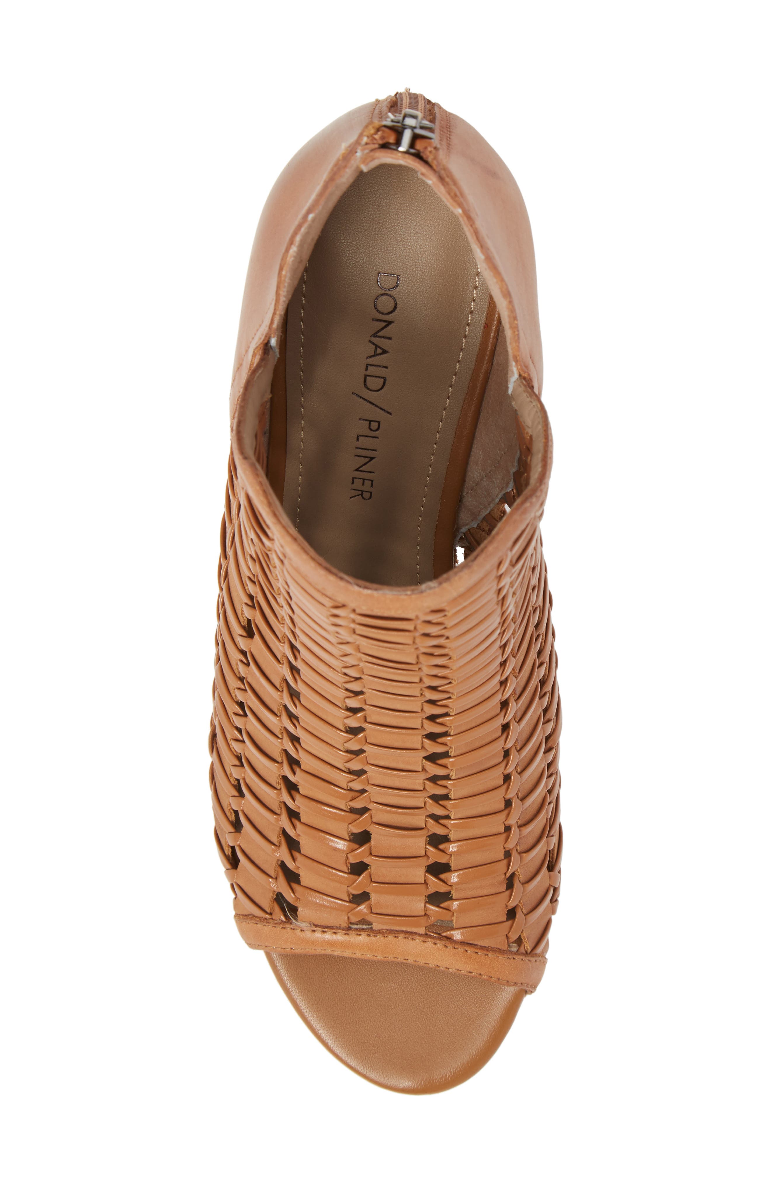 Jacqi Woven Open Toe Bootie, Alternate, color, FAWN LEATHER