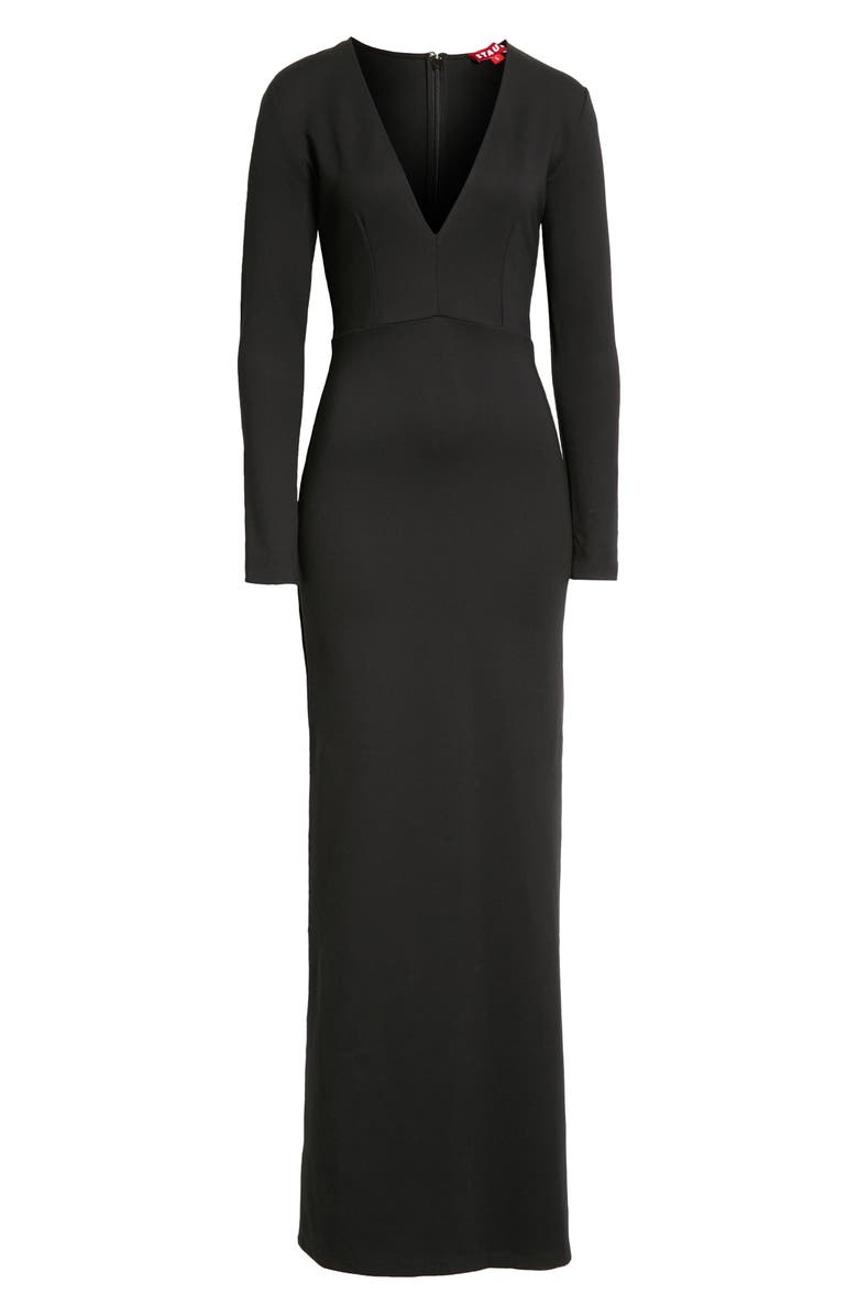 STAUD Ink Plunge Neck Long Sleeve Dress, Alternate, color, 