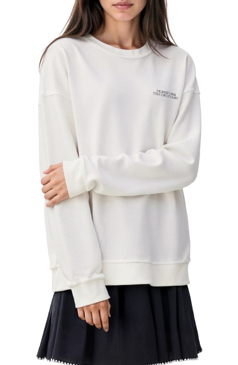 MANGO TEEN Butterfly Sweatshirt, Main, color, Off White