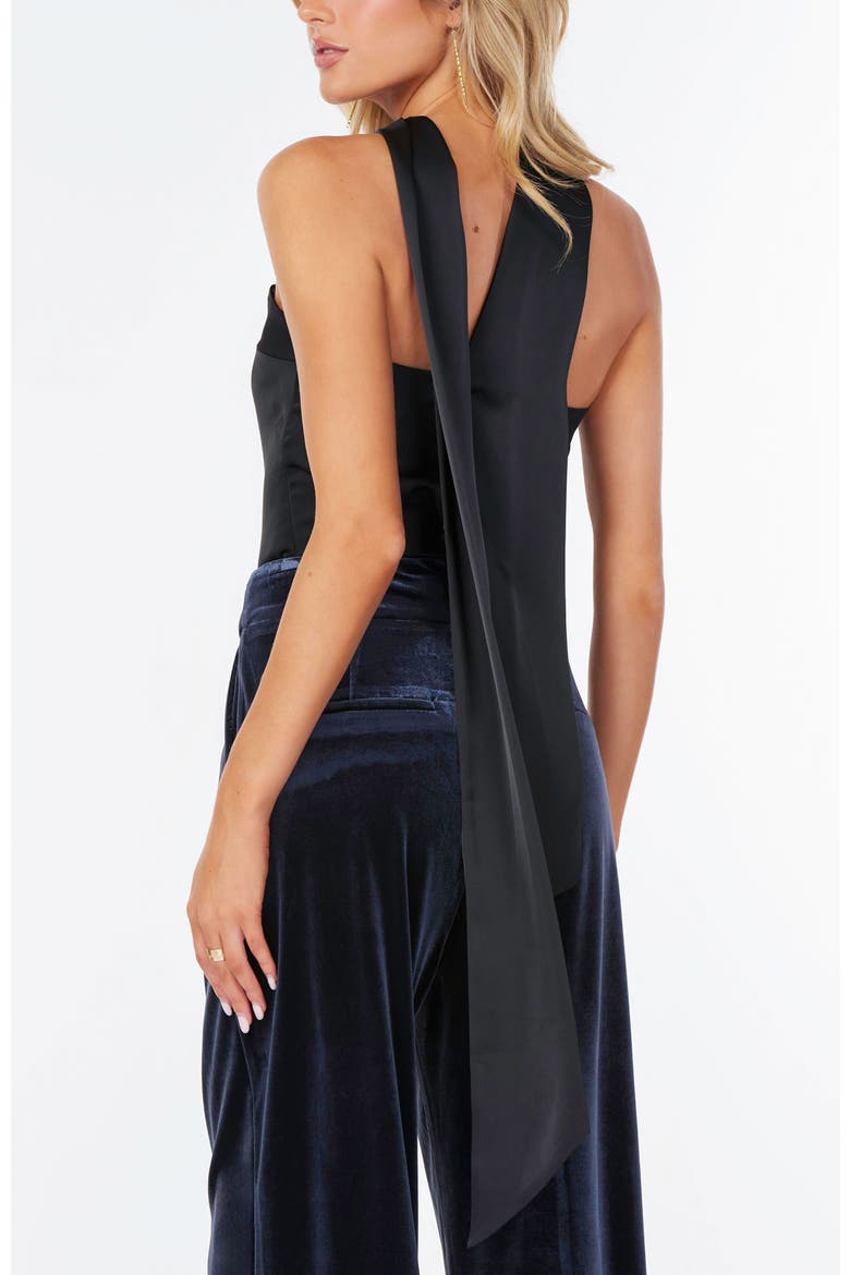 Hailey Satin Scarf Top, Alternate, color, Black