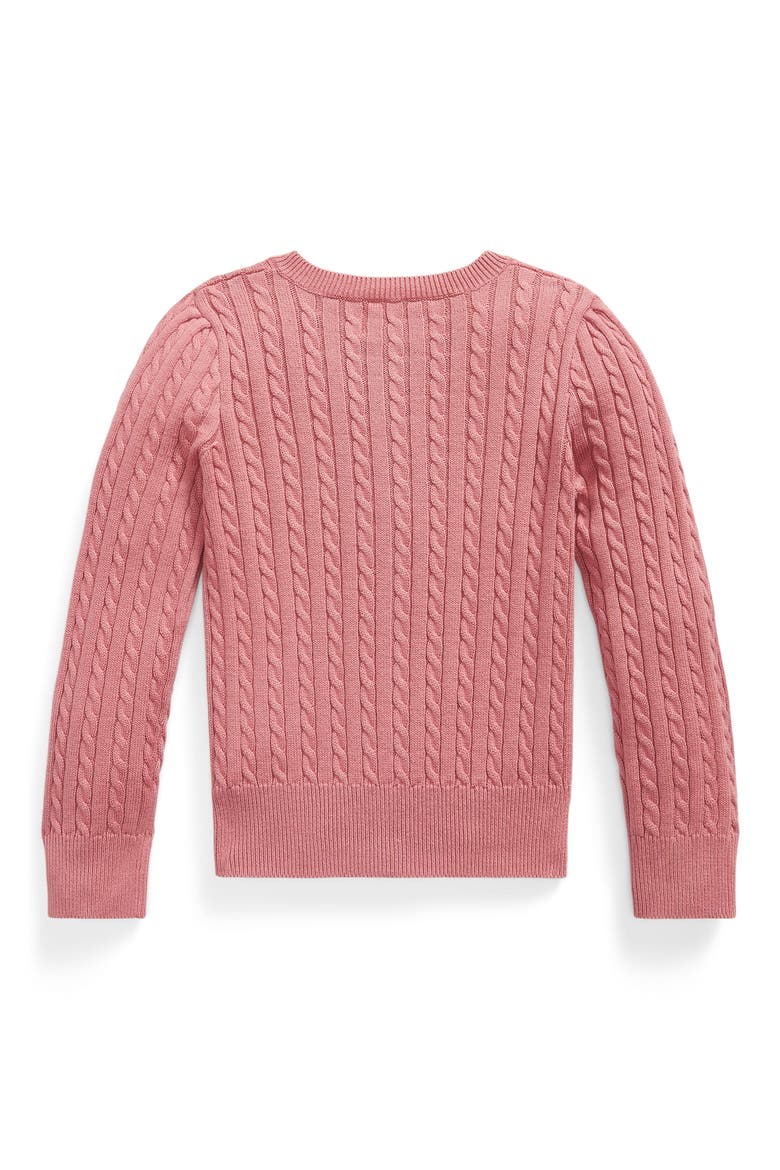 Kids' Cable Stitch Cotton Cardigan, Alternate, color, PINK