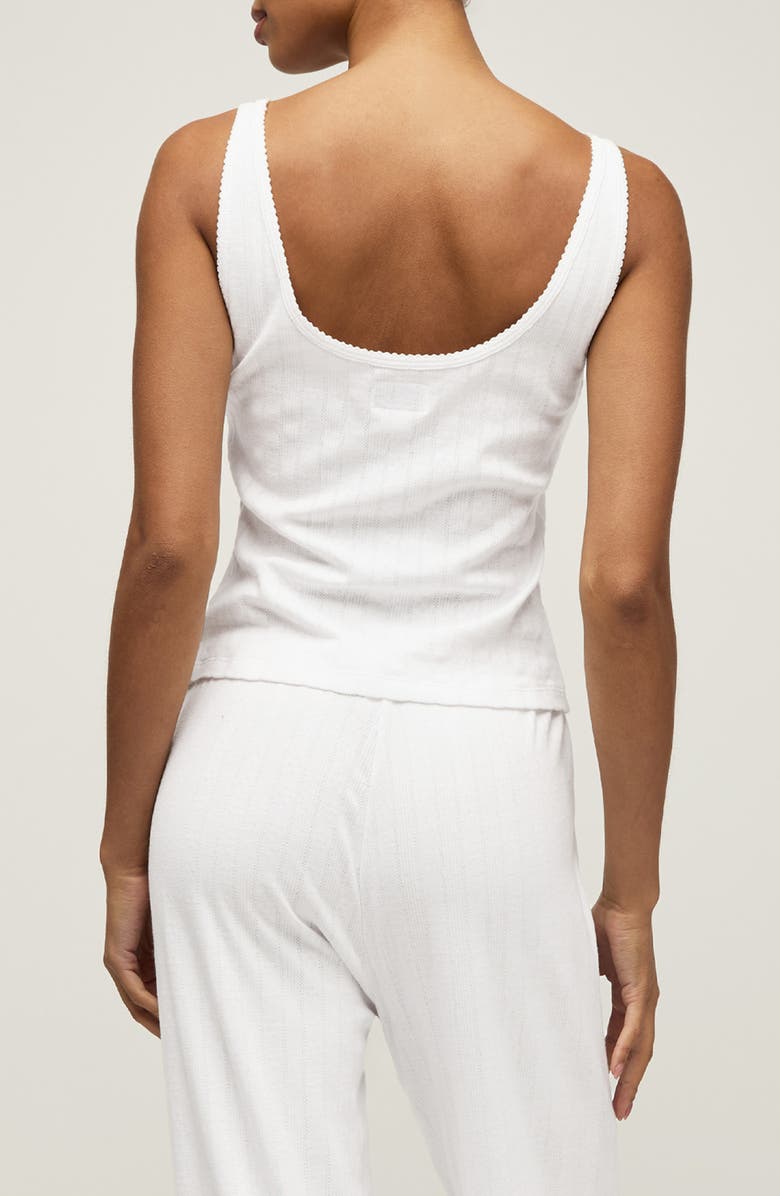 Petite Plume Pima Cotton Pointelle Tank, Alternate, color, White