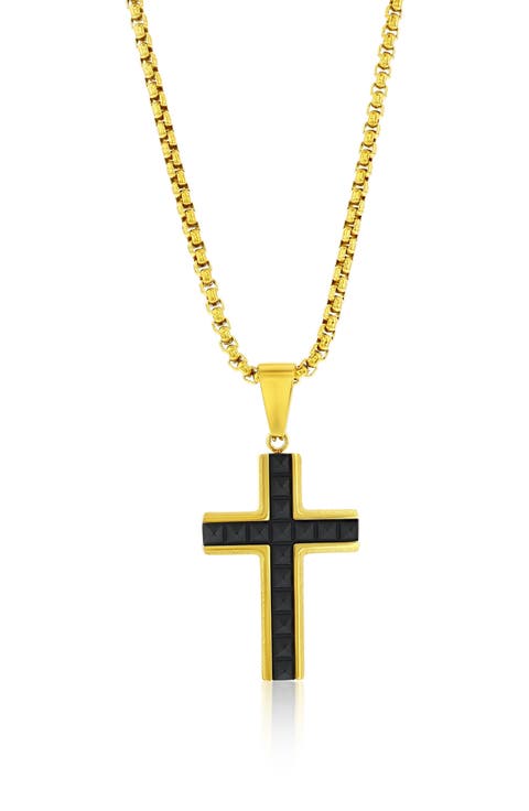 Men's Textured Pyramid Cross Pendant Necklace