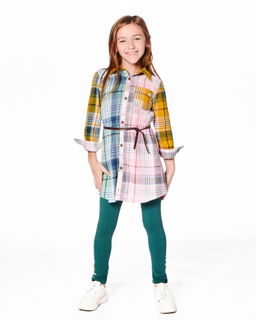 Deux Par Deux Shirt Dress With Belt In Multi