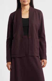 Eileen Fisher High Collar Wool Jersey Jacket
