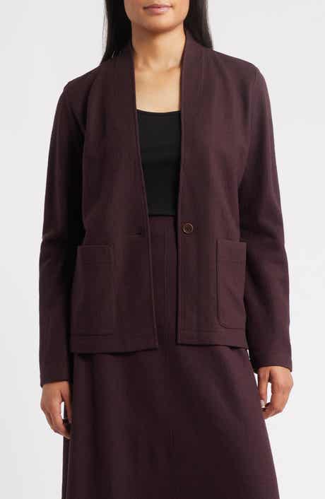 Eileen Fisher High Collar Wool Jersey Jacket