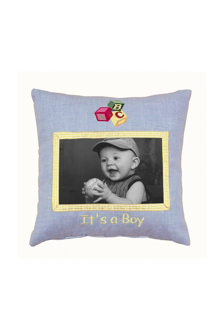 "It's A Boy" Mini Accent Pillow 10" x 10", Main, color, Blue