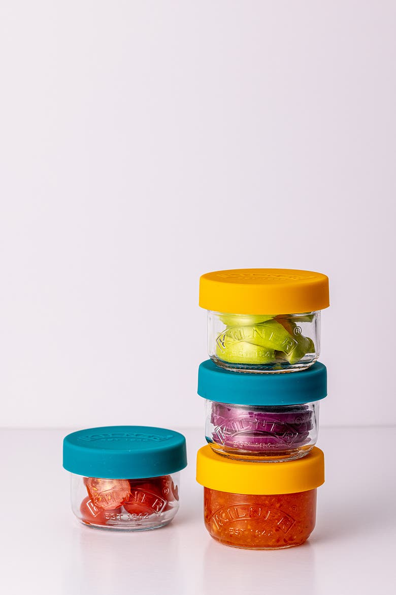 Storage Snack & Store Jars with Push Top Silicone Lids, Set of 2, Alternate, color, Clear