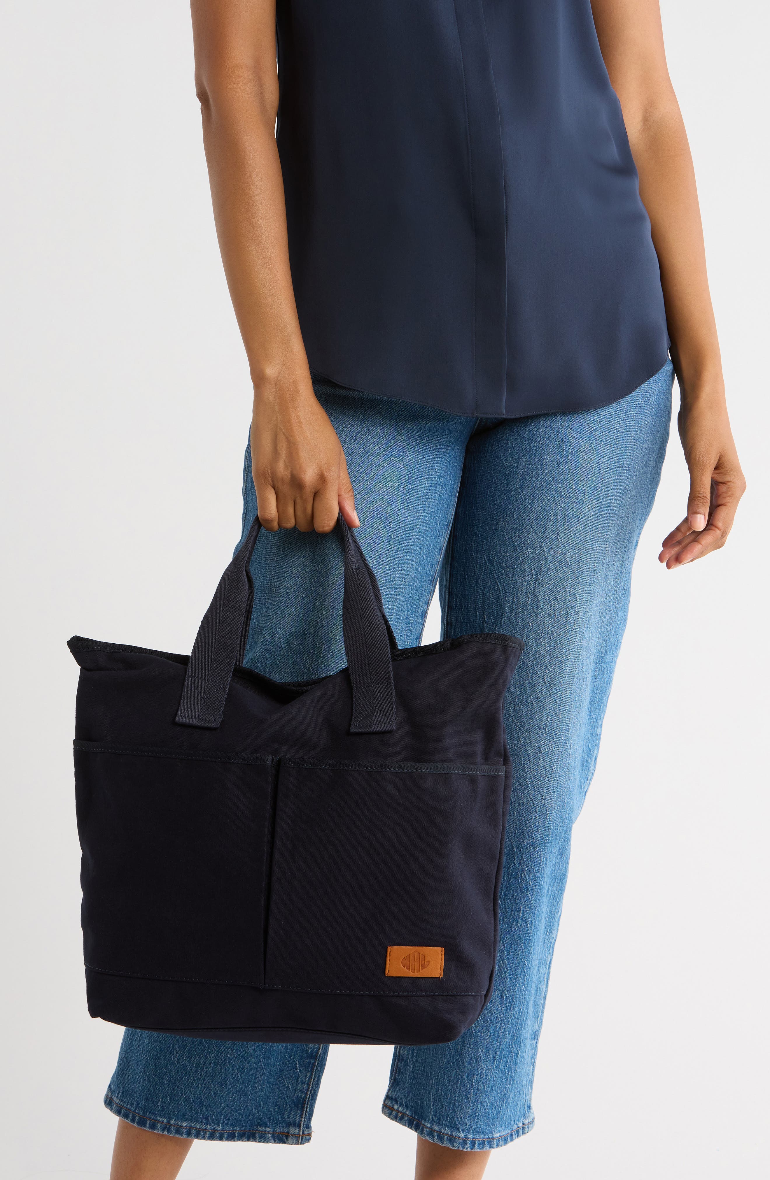 New Amsterdam Leatherworks Ayla Canvas Crossbody Bag, Alternate, color, Midnight