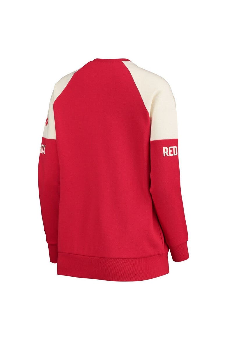 Women's Starter Red/Navy Boston Red Sox Baseline Raglan Pullover Sweatshirt, Alternate, color, NAVY
