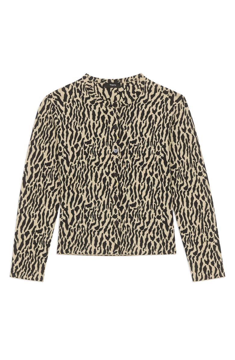 Theory Bristol Abstract Animal Jacquard Cotton Blend Cardigan, Alternate, color, 