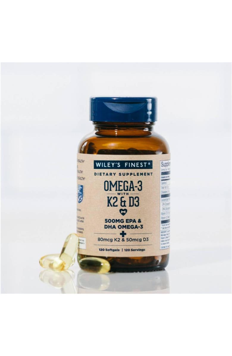 Wiley's Finest Vitamin K2 & D3 Omega-3 Softgels for Bone and Heart Health Support 120 sofgels, Alternate, color, NO COLOR