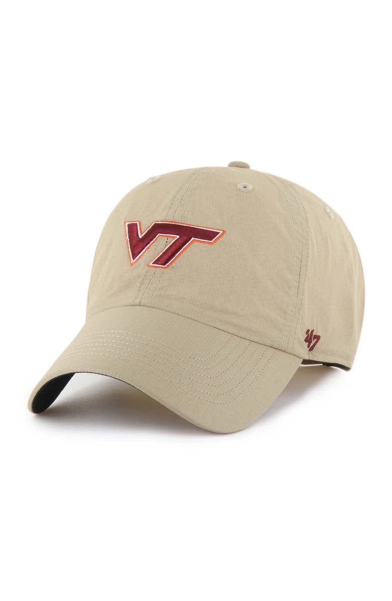'47 Men's '47 Khaki Virginia Tech Hokies Clean Up brrr° Adjustable Hat, Main, color, Khaki