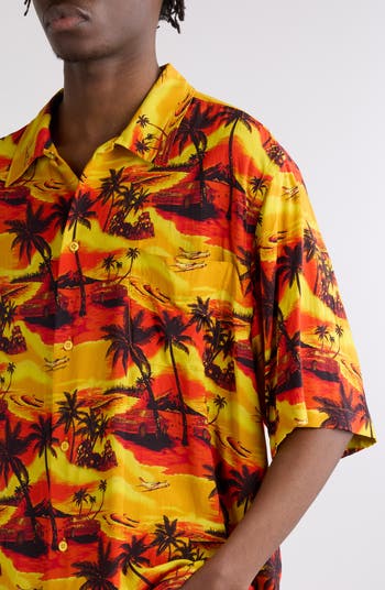 【国内発送★BALENCIAGA】HAWAIIAN CAR MINIMAL 半袖シャツ Balenciaga Hawaiian Car Short-sleeve Shirt In Orange | ModeSens