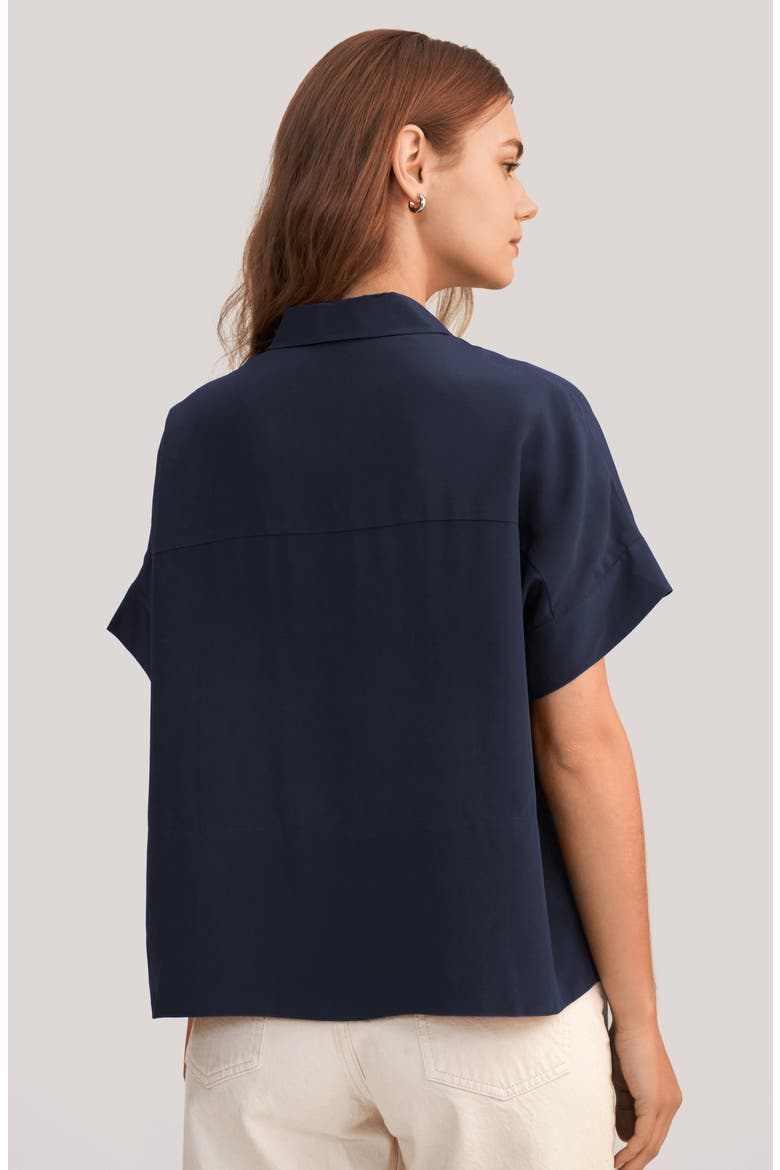 Women's Casual Short Sleeves Loose Silk T-Shirt, Alternate, color, Navy blue