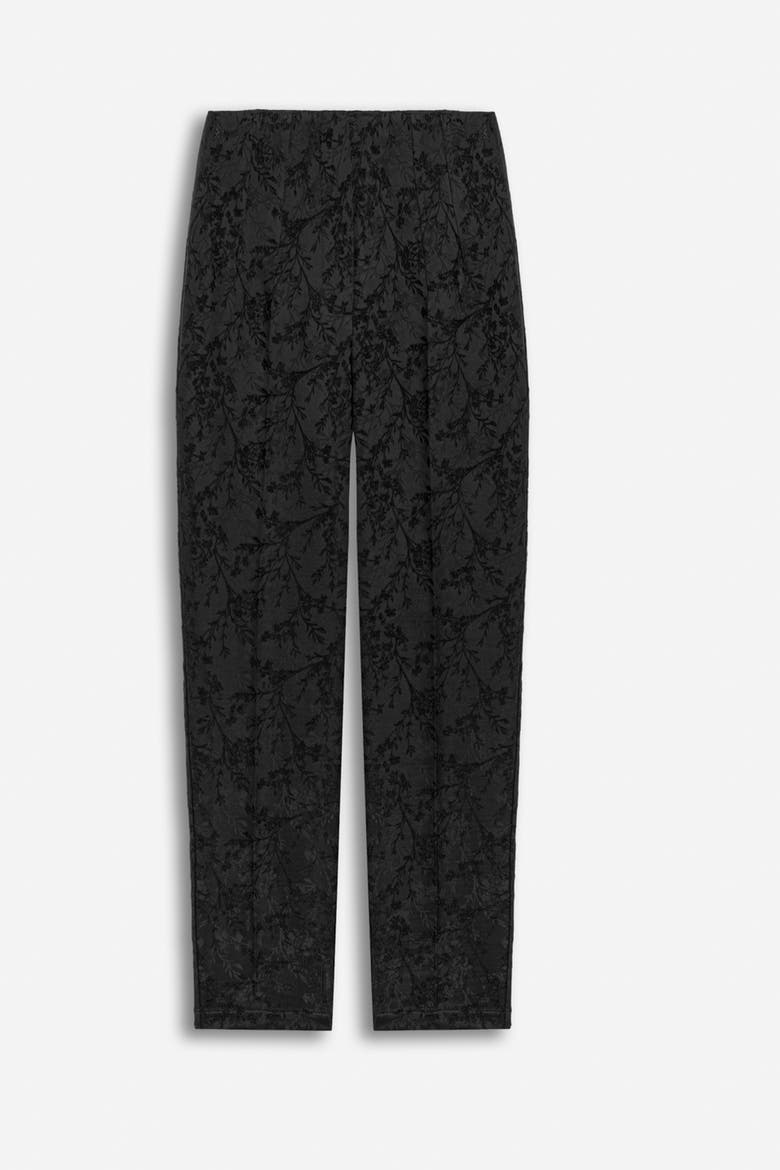 Jacquard High Waist Carrot Trousers, Alternate, color, Black
