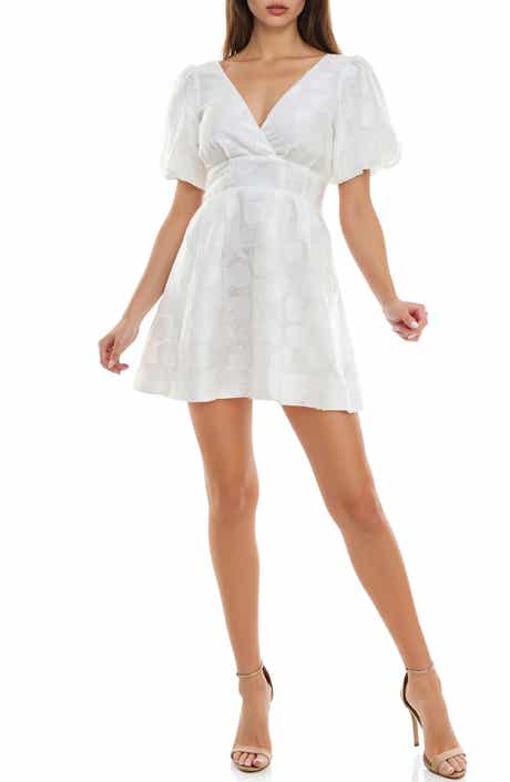 Jacquard Puff Sleeve Mini Sundress