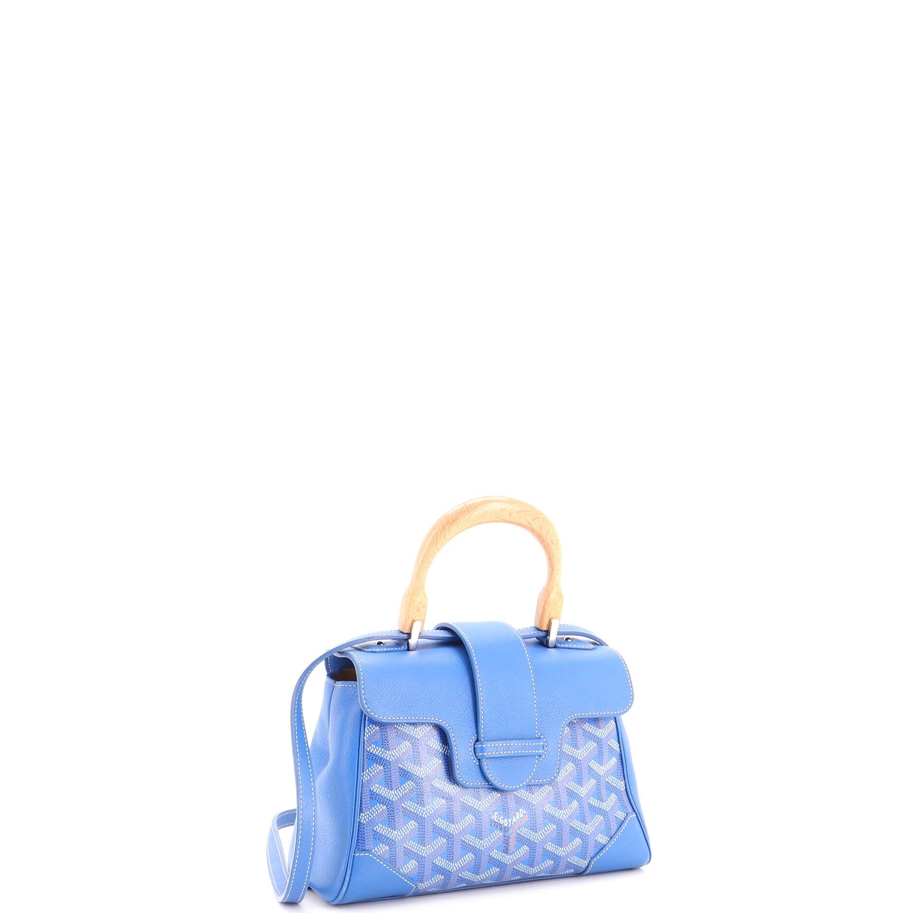 Saigon Top Handle Bag Coated Canvas with Leather Mini, Alternate, color, Blue
