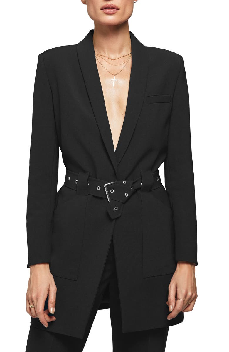 ANINE BING Belted Blazer, Main, color, Black