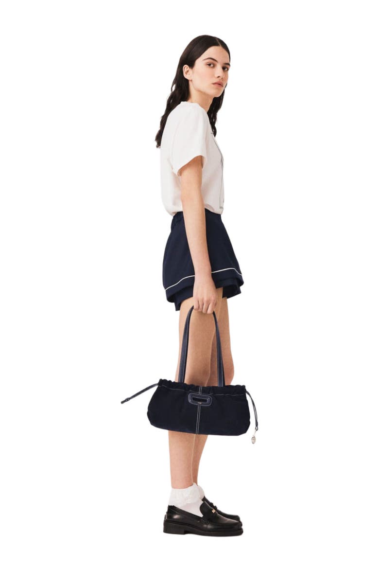 Layered-effect suit shorts, Alternate, color, Navy