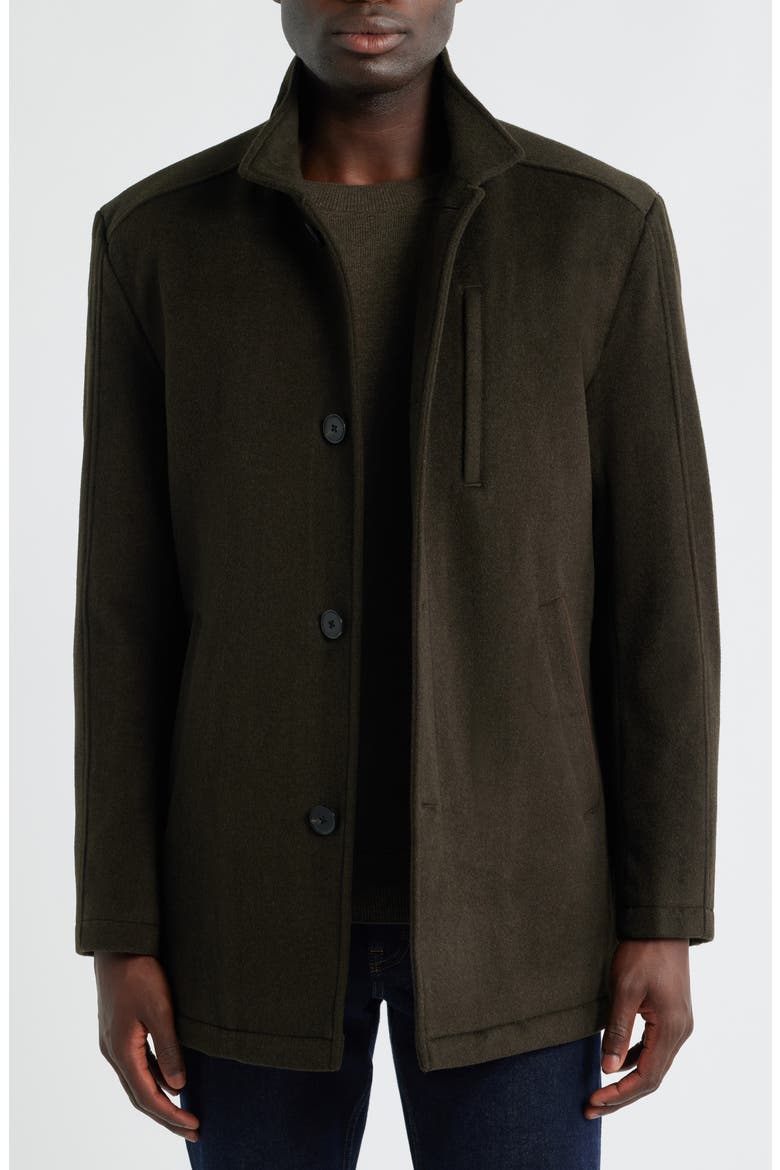 Upton Luxe 175th Anniversary Brown Wool Blend Car Coat with Removable Suede Bib, Alternate, color, LODEN