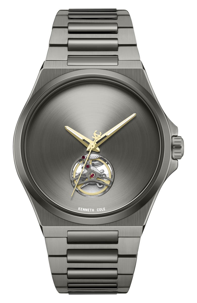 Kenneth Cole New York Automatic Bracelet Watch, 43.5mm, Main, color, Gunmetal