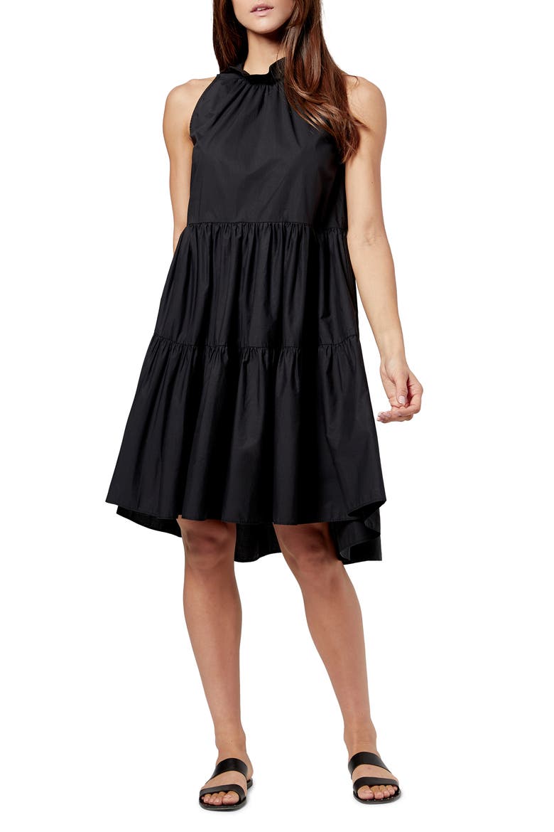 Carlo Tiered Poplin Dress, Main, color, CAVIAR