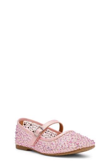 Shop Dolce Vita Dv By Kids' Blessed Rhinestone Mesh Mary Jane Flat In Pink