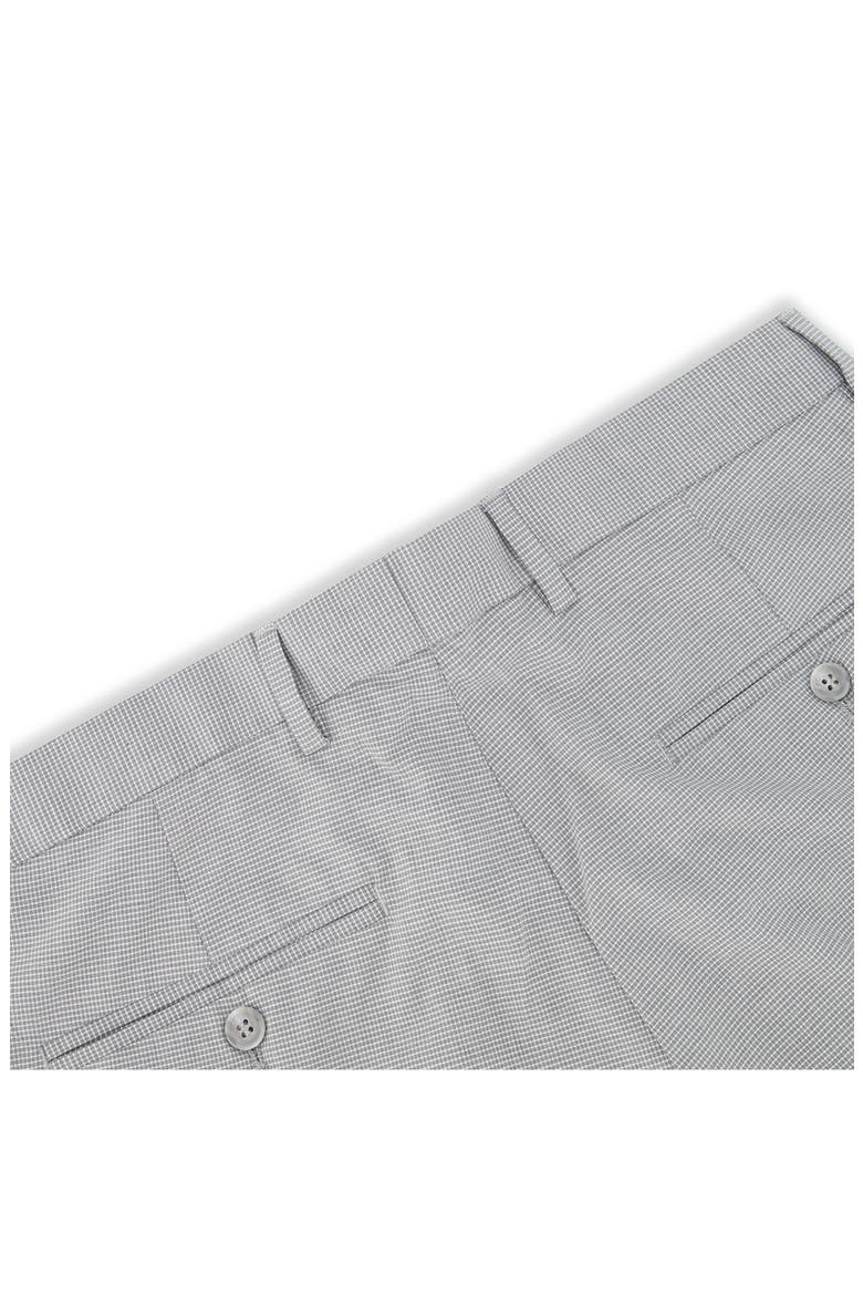 Vince Flat Front Small Check Stretch Dress Pants, Alternate, color, LIGHT GREY