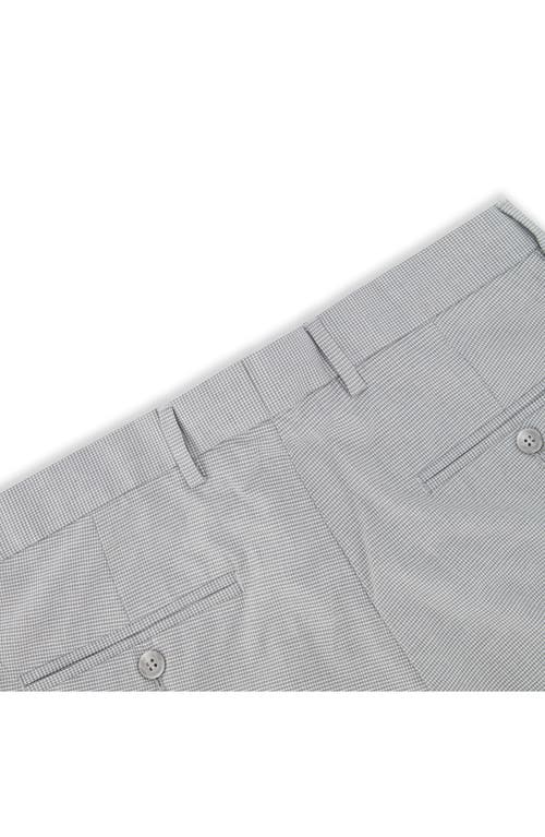 Victor Emmanuel Vince Flat Front Small Check Stretch Dress Pants In Gray