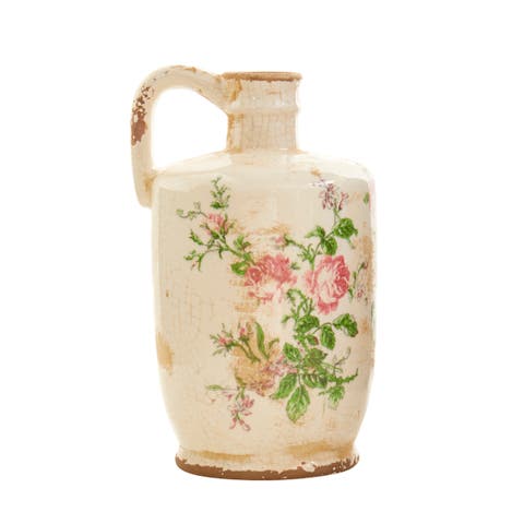10-in Tuscan Ceramic Floral Print Pitcher