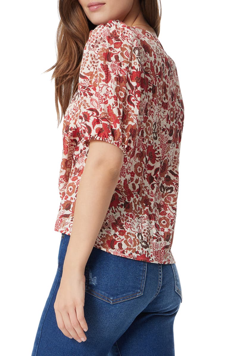 Sam Edelman Dakota Print Shirred Puff Sleeve Top, Alternate, color, Seed Pearl Chelsea Bouquet