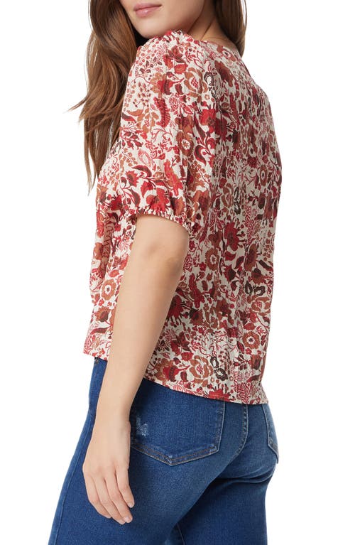 Sam Edelman Dakota Print Shirred Puff Sleeve Top In Seed Pearl Chelsea Bouquet