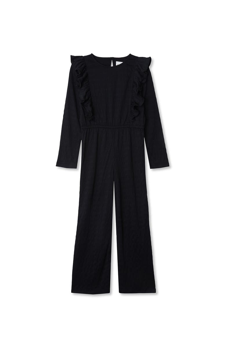 Lands' End Girls Long Sleeve Cozy Jumpsuit, Main, color, Black