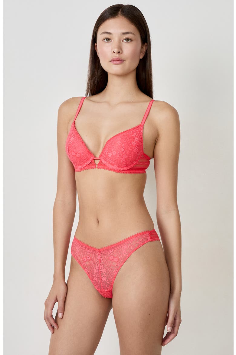 Aura Lace Tanga Thong, Alternate, color, CORAL