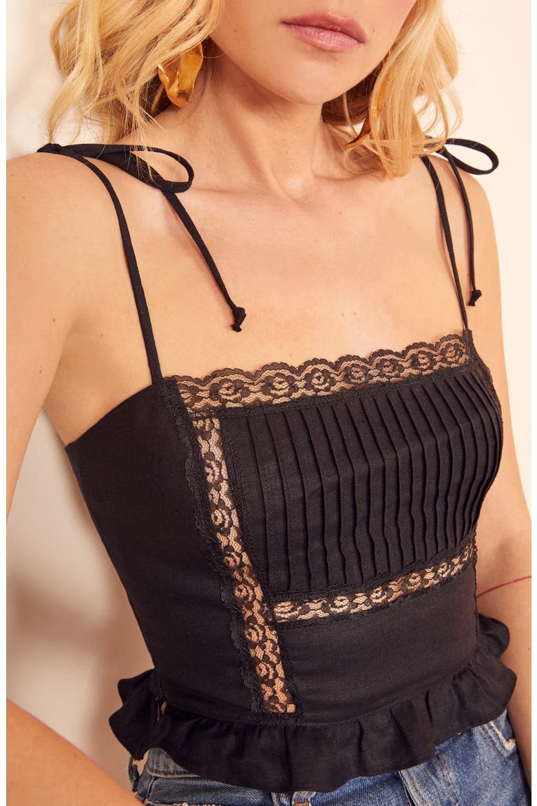 Mason Tie Strap Crop Tank Top, Alternate, color, BLACK