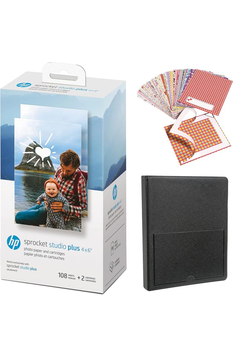 HP Sprocket Studio Plus 4x6 Print Bundle Set, Main, color, White