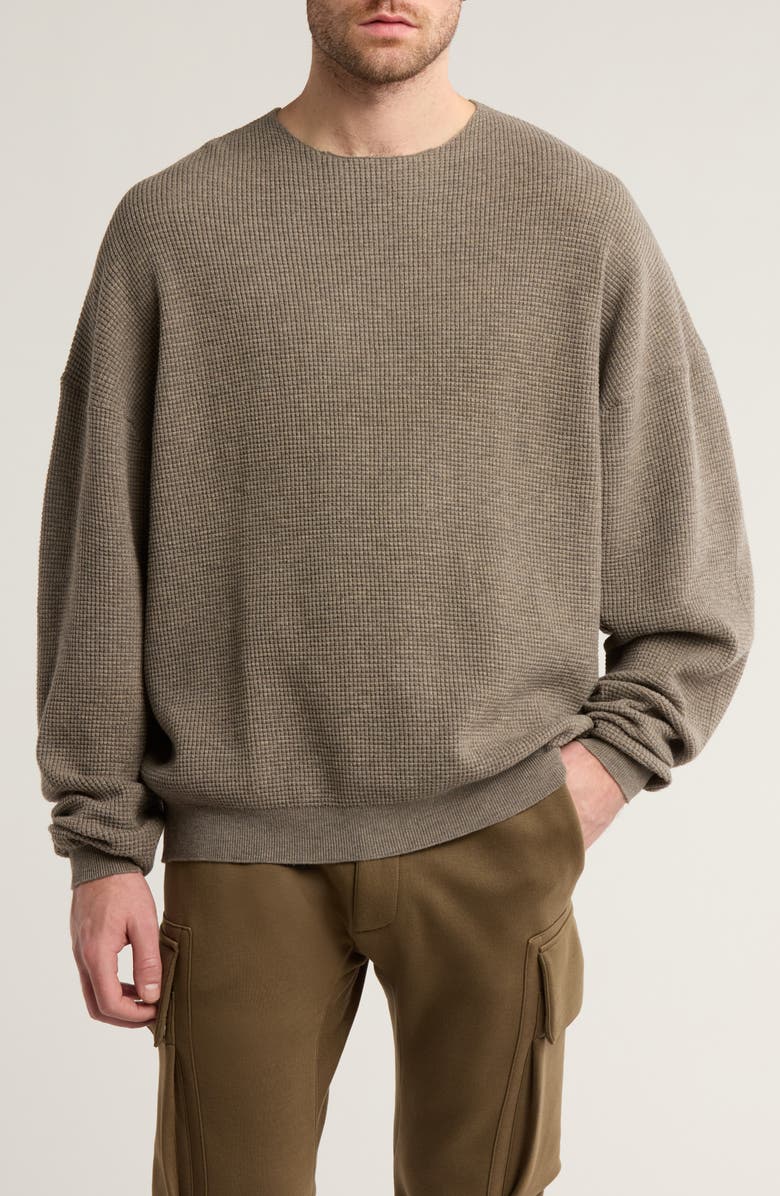 Fear of God Essentials Oversize Waffle Crewneck Sweater, Main, color,