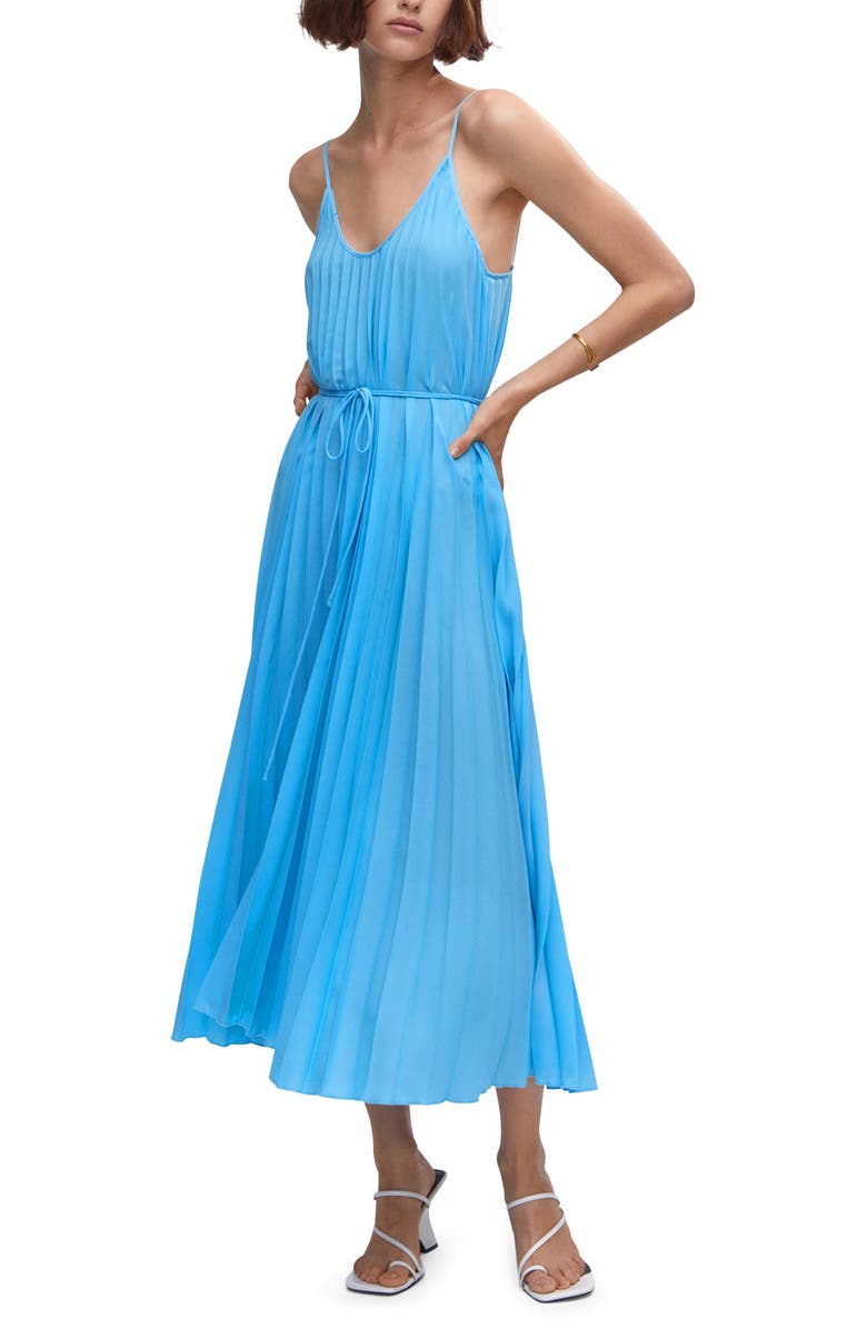 MANGO Pleated Slipdress, Main, color, 