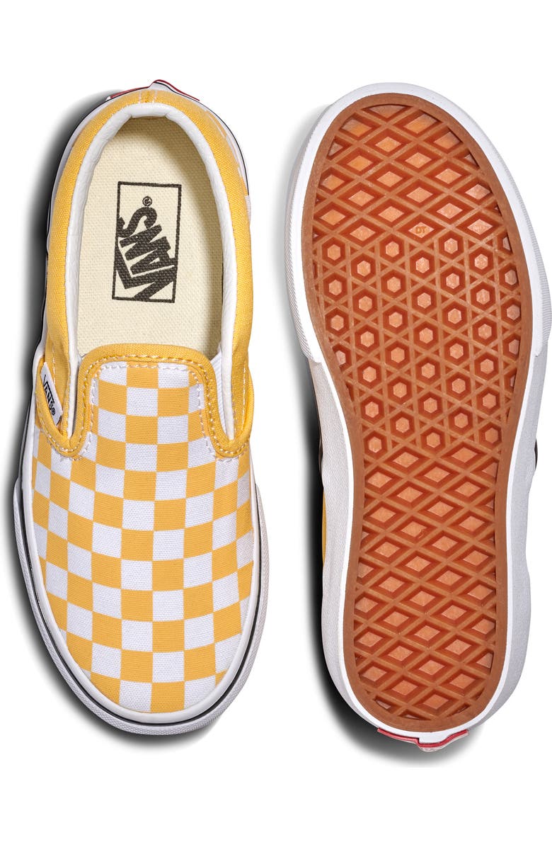 Vans Kids' Classic Slip-On Sneaker, Alternate, color, Checkerboard Banana Cream