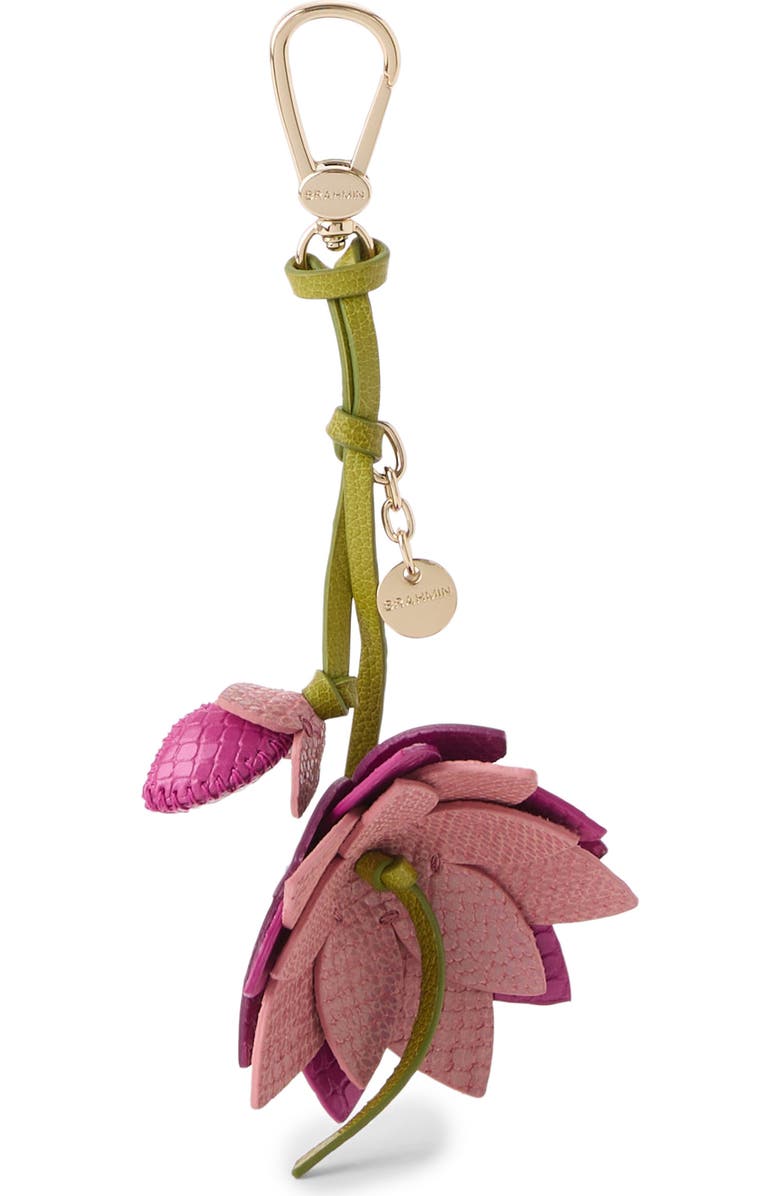 Brahmin Lotus Leather Bag Charm, Main, color, Island Petal