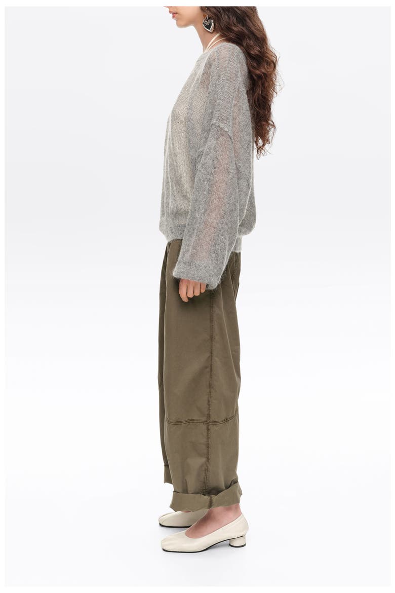 Mohair boat neck sweater, Alternate, color, MELANGE GREY