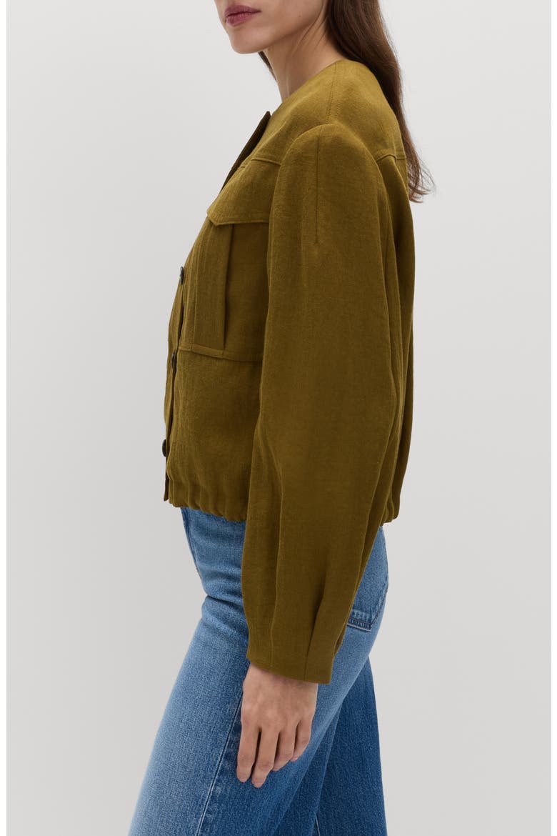 Collarless Jacket, Alternate, color, MOSSY BROWN